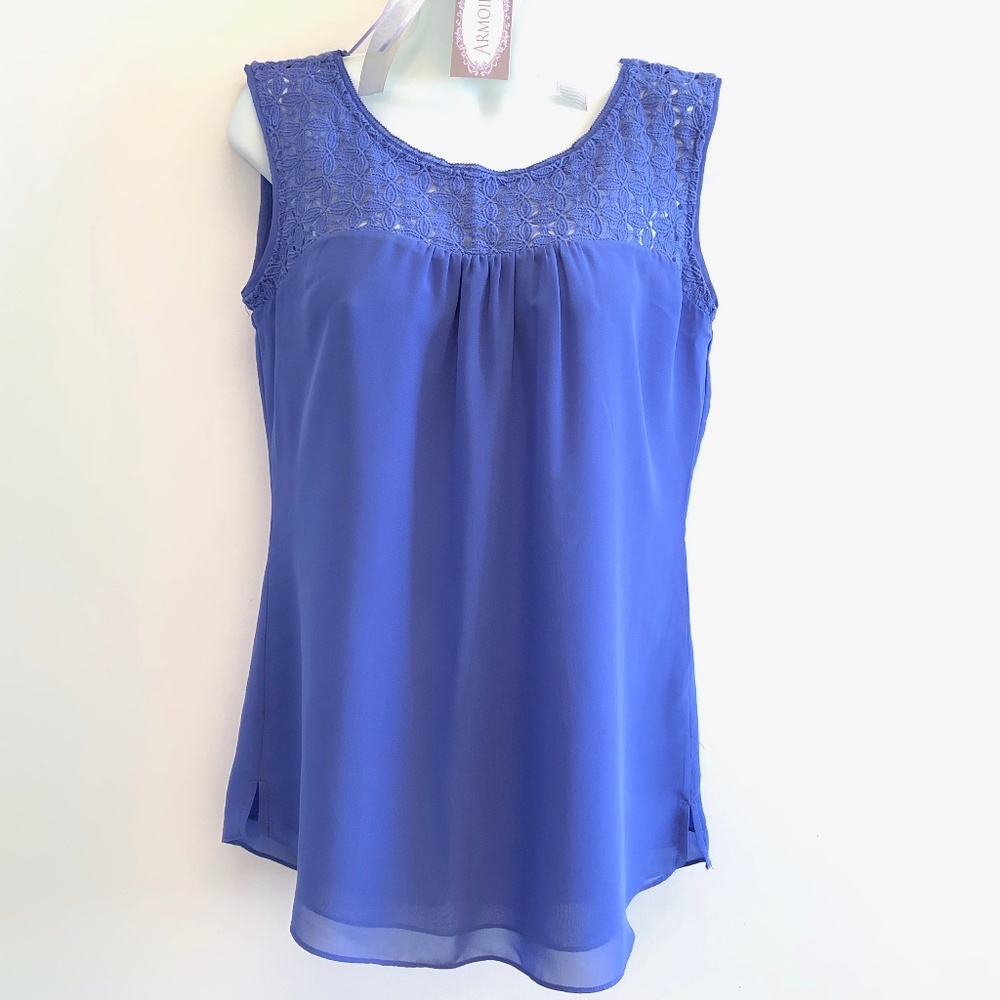 WHBM Lavender Embroidered Romantic Tank Blouse (S)